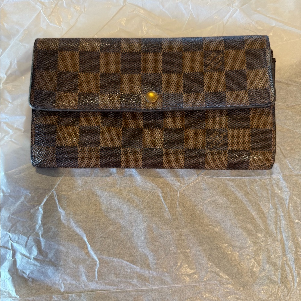 Louis Vuitton brown damier mm Sarah long wallet authentic